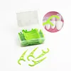 Disposable tooth floss individual oral care green plastic dental floss pick stick