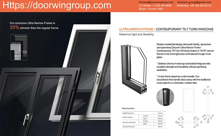 Manufacturer French sash design inward/out ward copper clad wood High quality thermal break grid door
