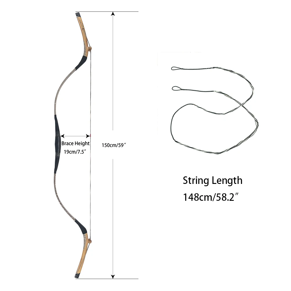 Alibow Manchu Bow Max. Draw Length 37 Inches Traditional Longbow "yarha