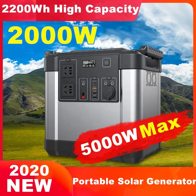 600000mah 110v 220v Output 5000 Watts Portable Solar Generator Max 5000