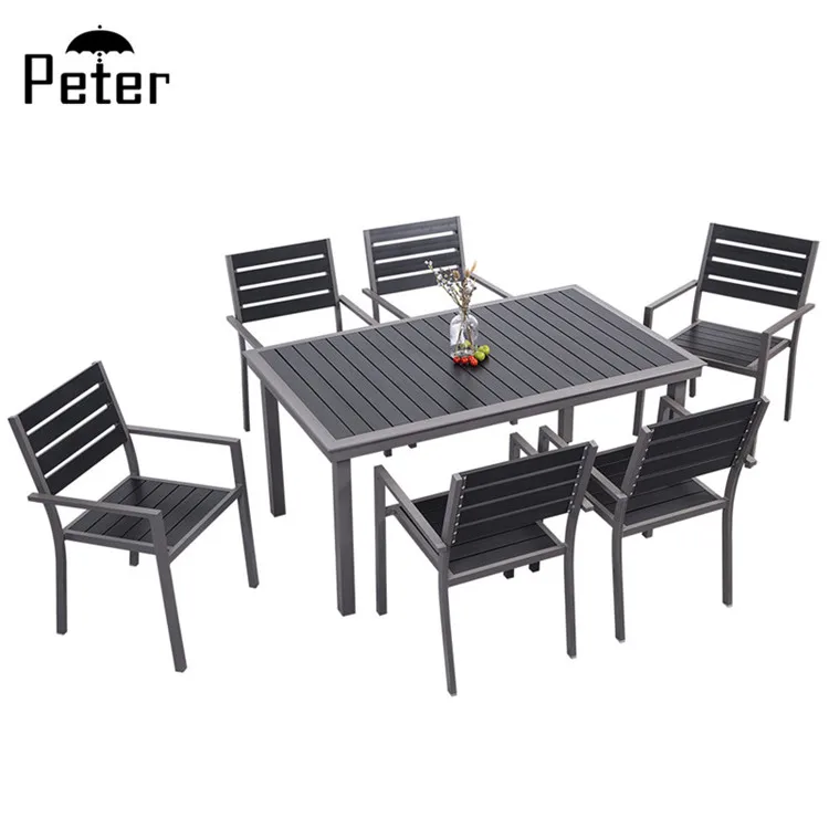 Outdoor Metal Dining Table Set Chair Made In China Aluminum Patio Furniture 7 Piece With