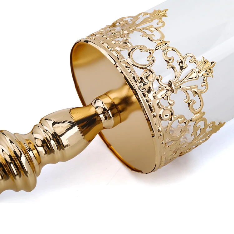Retro Wedding Table Decoration Glass Candlestick Holders Tall Candle Stick Stand Gold Clear Glass Candle Holder with Lid