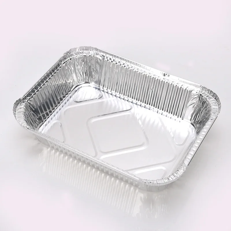 Rectangular 15 Lb 24 Oz Disposable Aluminum Foil Pan Take Out Food Containers With Flat Board 5152