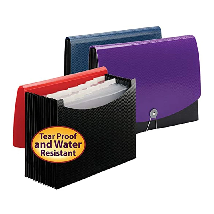
Promotional Custom Logo Printed Cheap Document Organizer Filing Box Multi Inner Pockets PP Plastic Expanding Wallet File Folder 