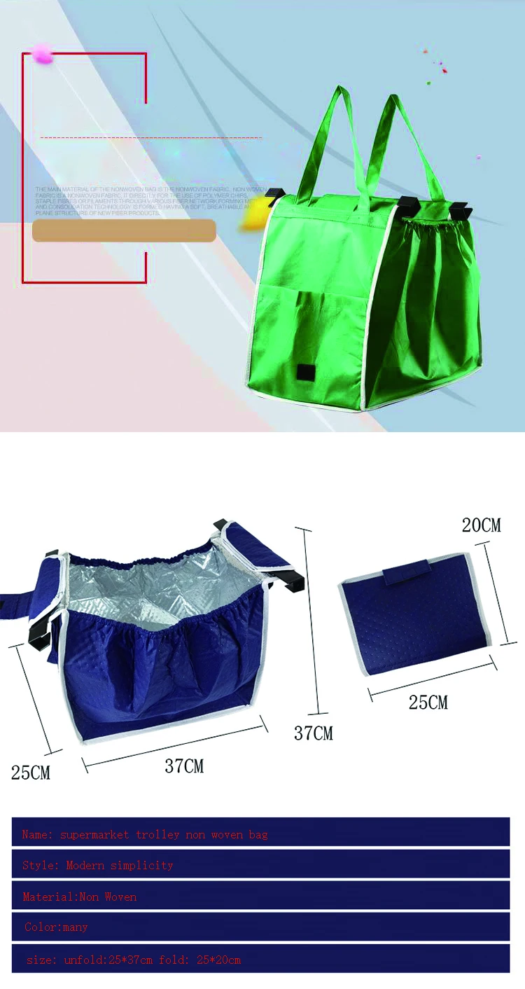 Download Blue Cooler Bag Green Foldable Grocery Hand Tote Portable ...
