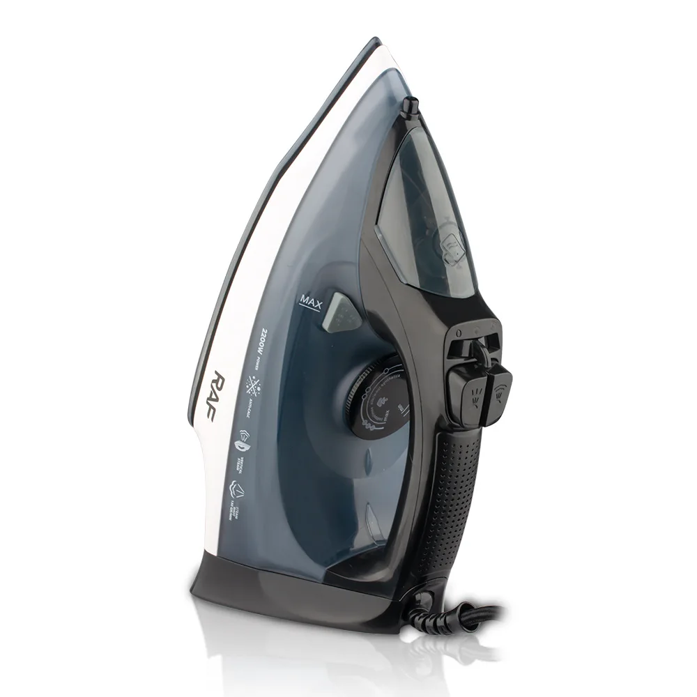 RAF European American 2200W Ceramic Steam Iron Burst Steam 150ml Water Tank 1.4m Cord-Hand-Held Hanging Wire Design for Wet/Dry