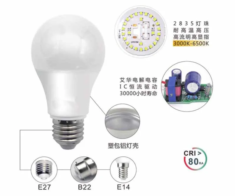 Led bulb bulb E27e14 screw energy saving super bright 3W5W7W8W9W13W18W40W