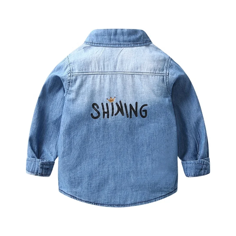 
2020 keyavv Boy Long Sleeve Baby Shirt Clothes Children Denim shirt 