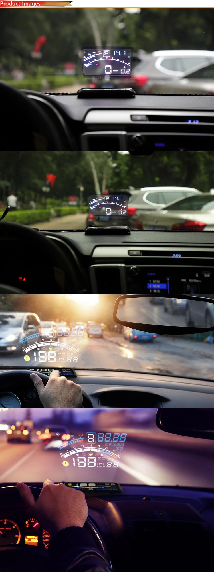 Vjoycar Cheapest V41 Mini Obd2 Hud Car Projector Head Up Display for cars with Hybrid power