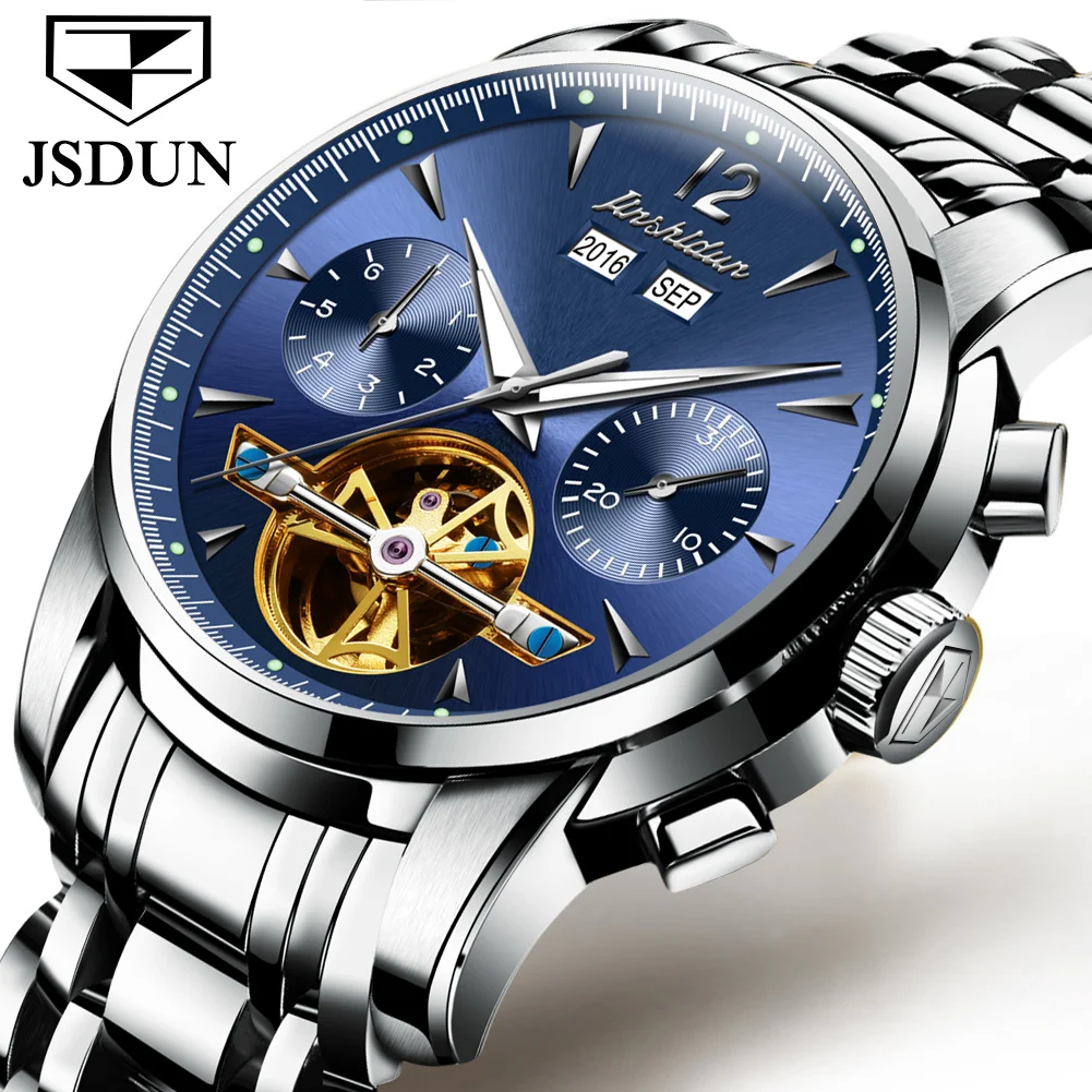 Jsdun 8738 Skeleton Watch Automatic Movement Diver Men's Watches ...