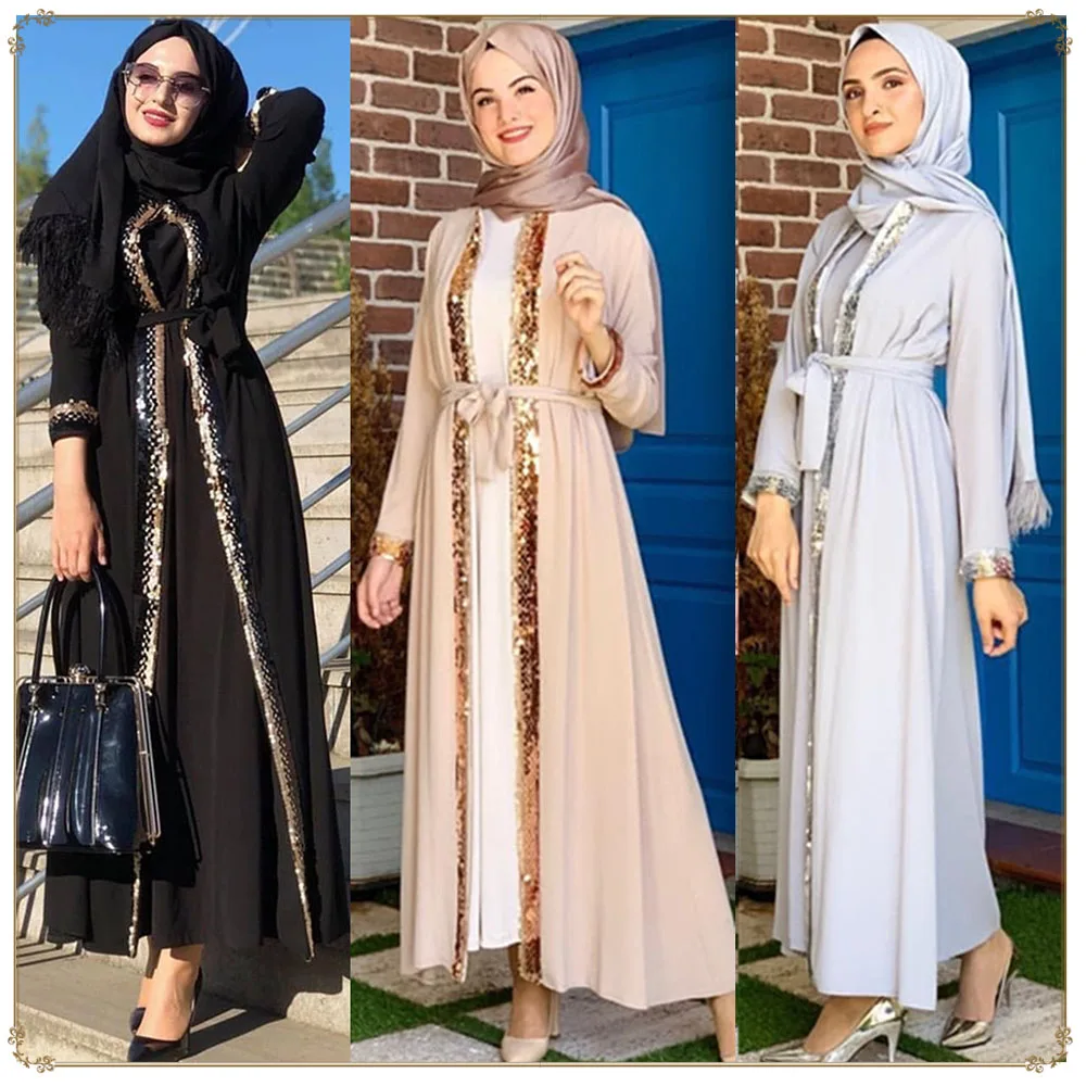 2020 Ramadan Eid New Dubai Abaya Kimono Cardigan Muslim Dress Women