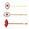 2020 Korea Fashion alloy Metal drop oil Red black geometric round eye Hairpins for Women Vintage Lips Hair Clip Hair Accessories