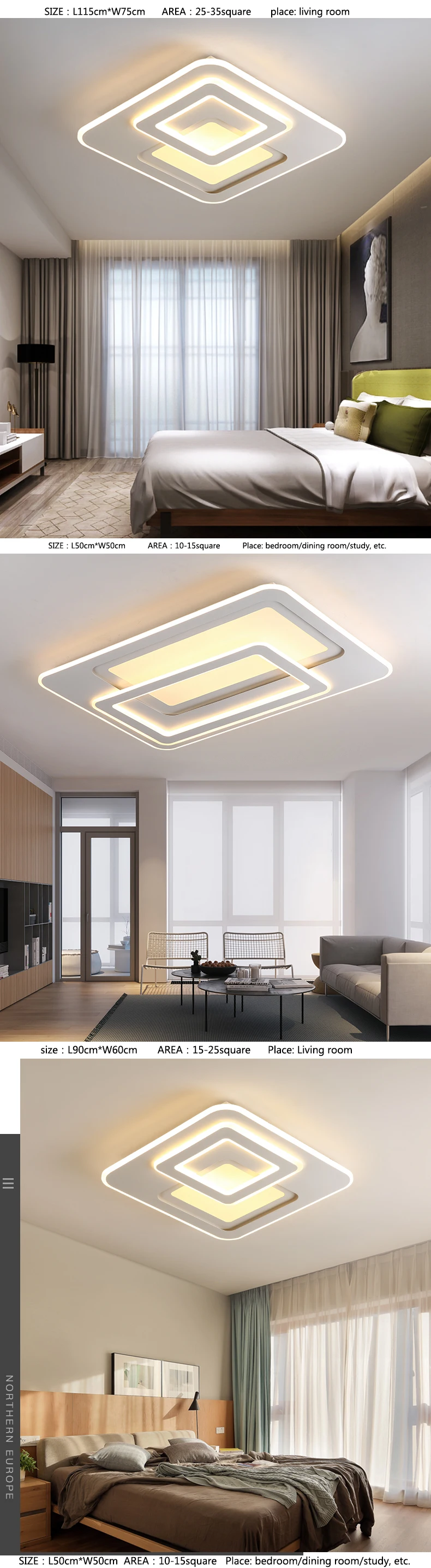 Acrylic Modern LED Ceiling Light Living Room Bedroom Square Lights