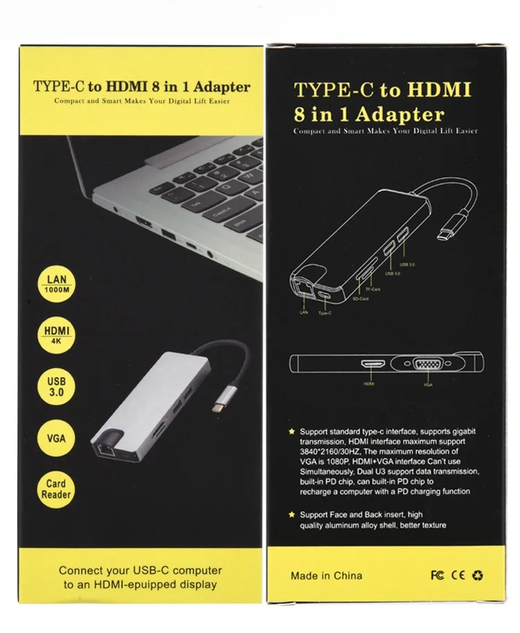 6 in 1 hub docking station 2 usb 3.