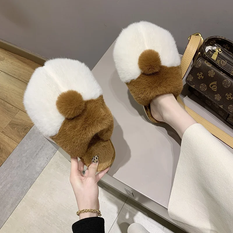 
2020 winter Maomao shoes Indoor slippers Add wool warm Cotton slippers Cute cartoon 