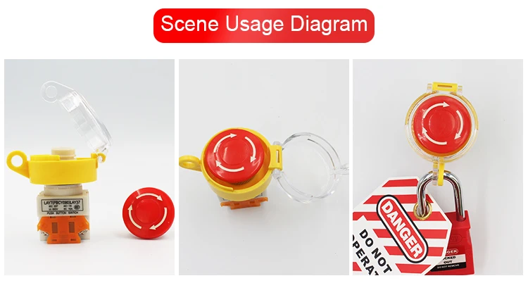 Lockey Transparent Emergency 22mm Switch Push Button Lockout Stop with Safety Protective Cover