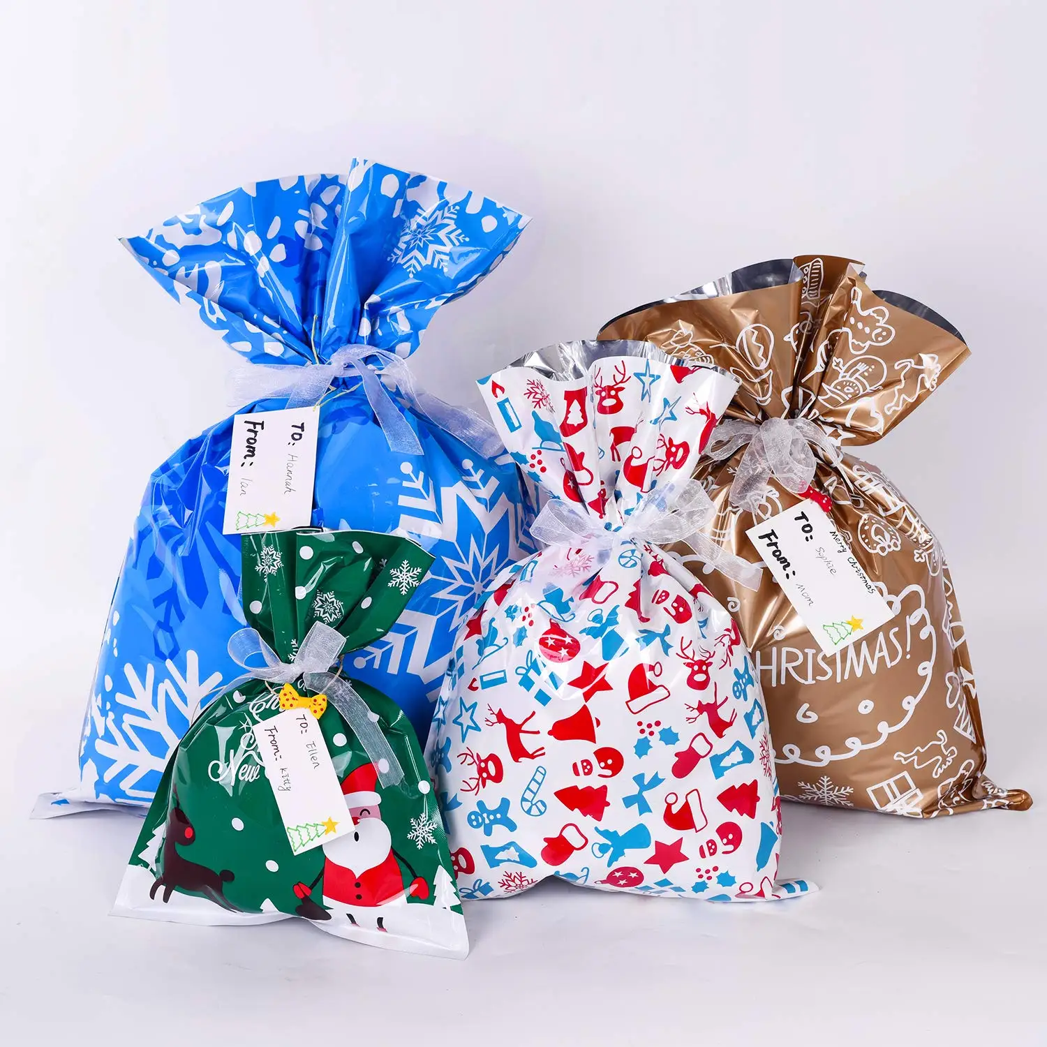 30pcs Christmas Goody Bags Xmas Gift Bags Gift Wrapping Assorted Styles ...
