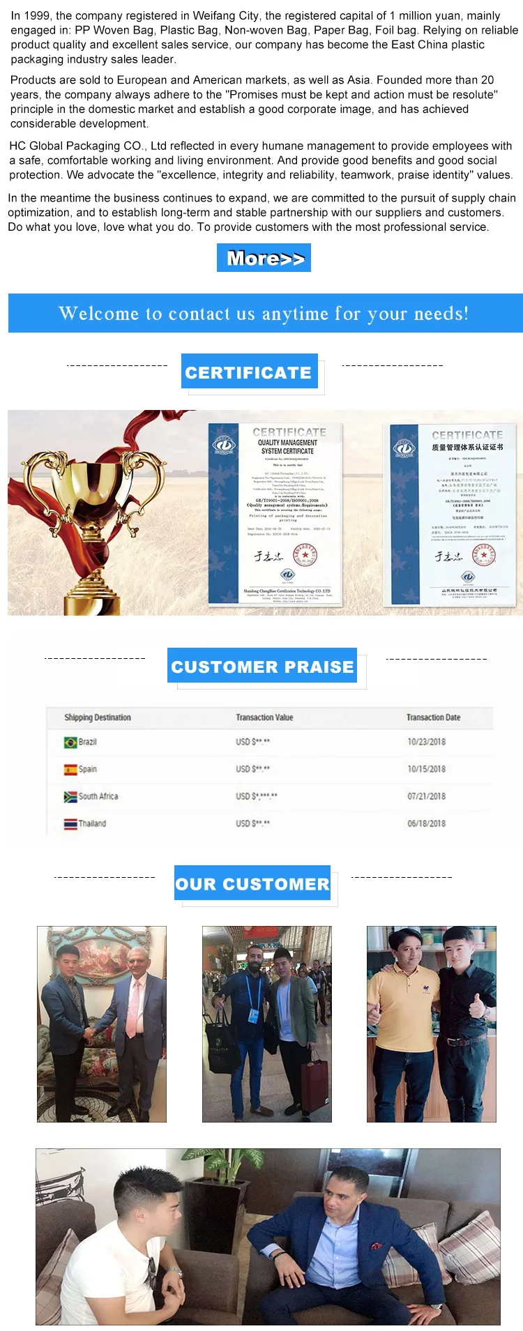 HC U Panel 1 1.5 2 Ton PP Jumbo Waterproof Bulk Wholesale Fibc Storage Sand Big Bags Jumbo Bag