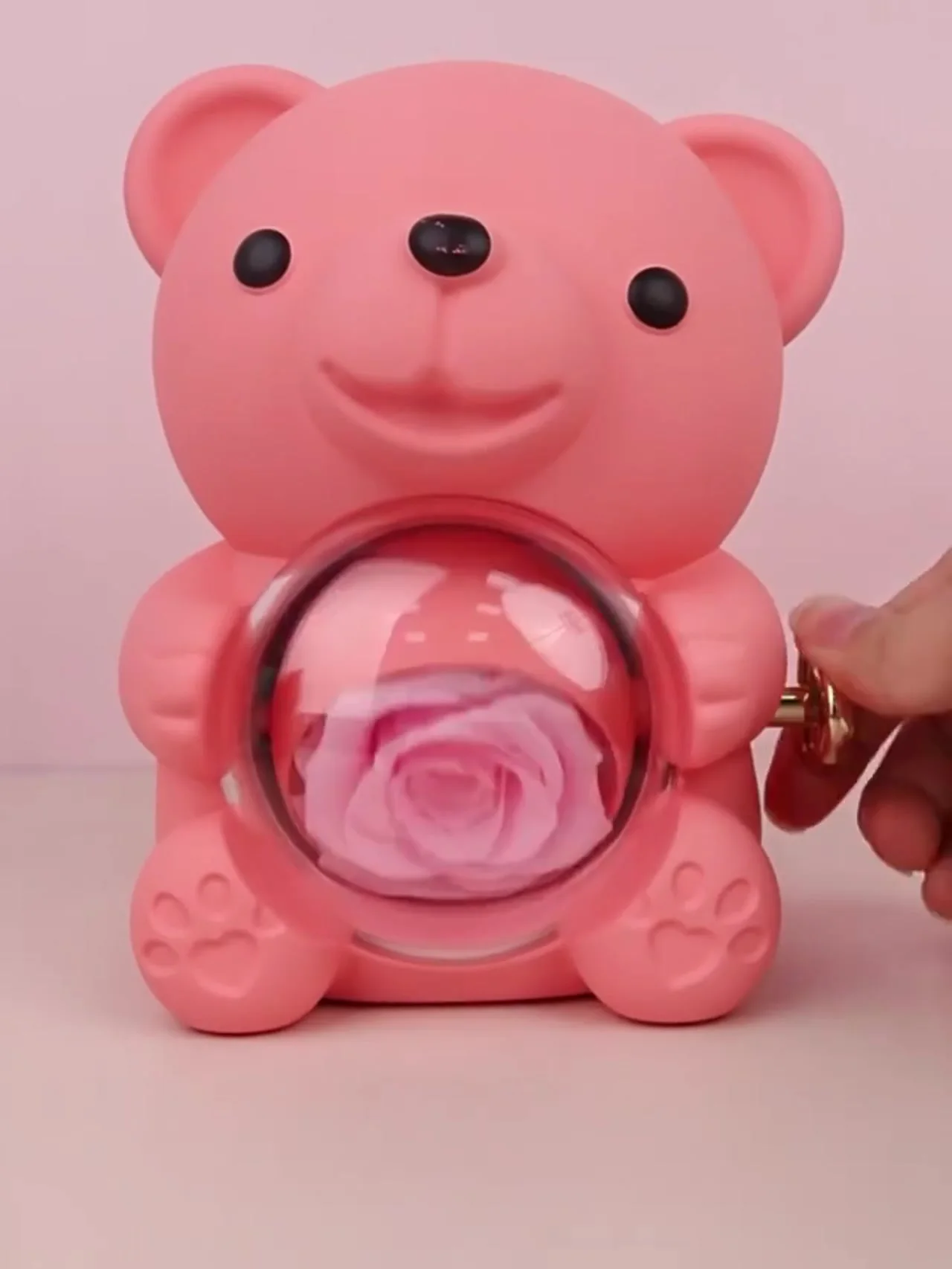 Eternal Rose Teddy Bear Gifts Box with Rotating Jewelry Case