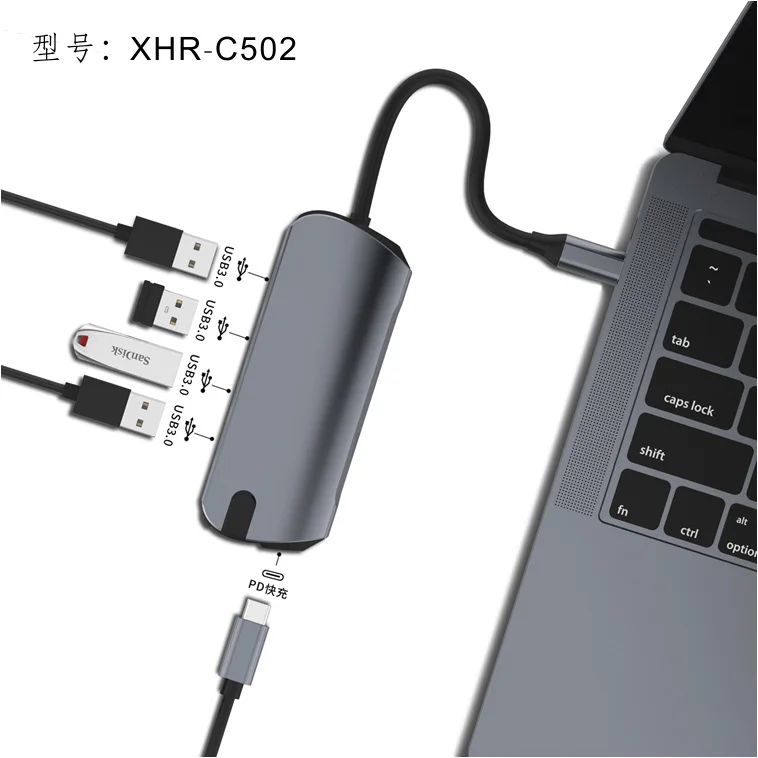 5 in 1 Type c combo USB3.0*3+PD*1+HDTV*1 adapter type C hub for macbook for huawei