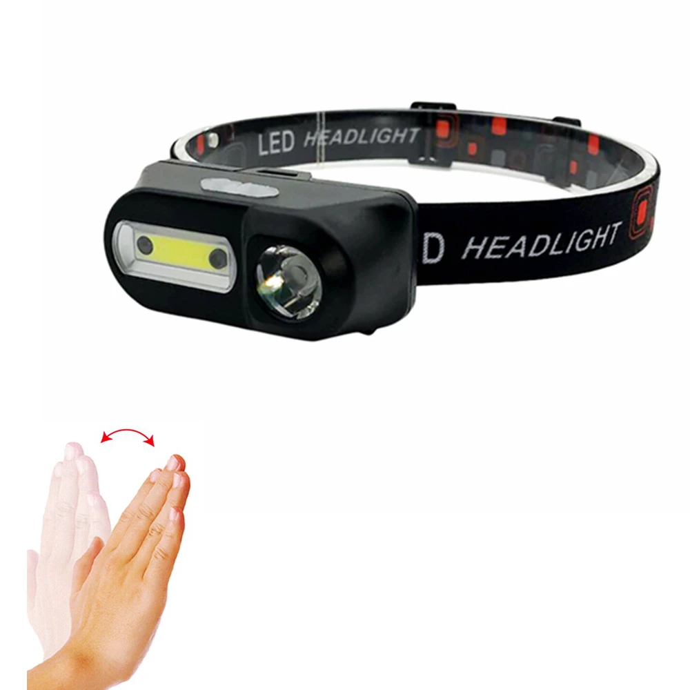 NINGBO Factory cheap price hand free USB Rechargeable motion sensor 2 beams headlamp headlight controlled by hand wave