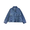 Winter Idea Blue Overall Jeans Jacket Women Cropped Denim Jacket