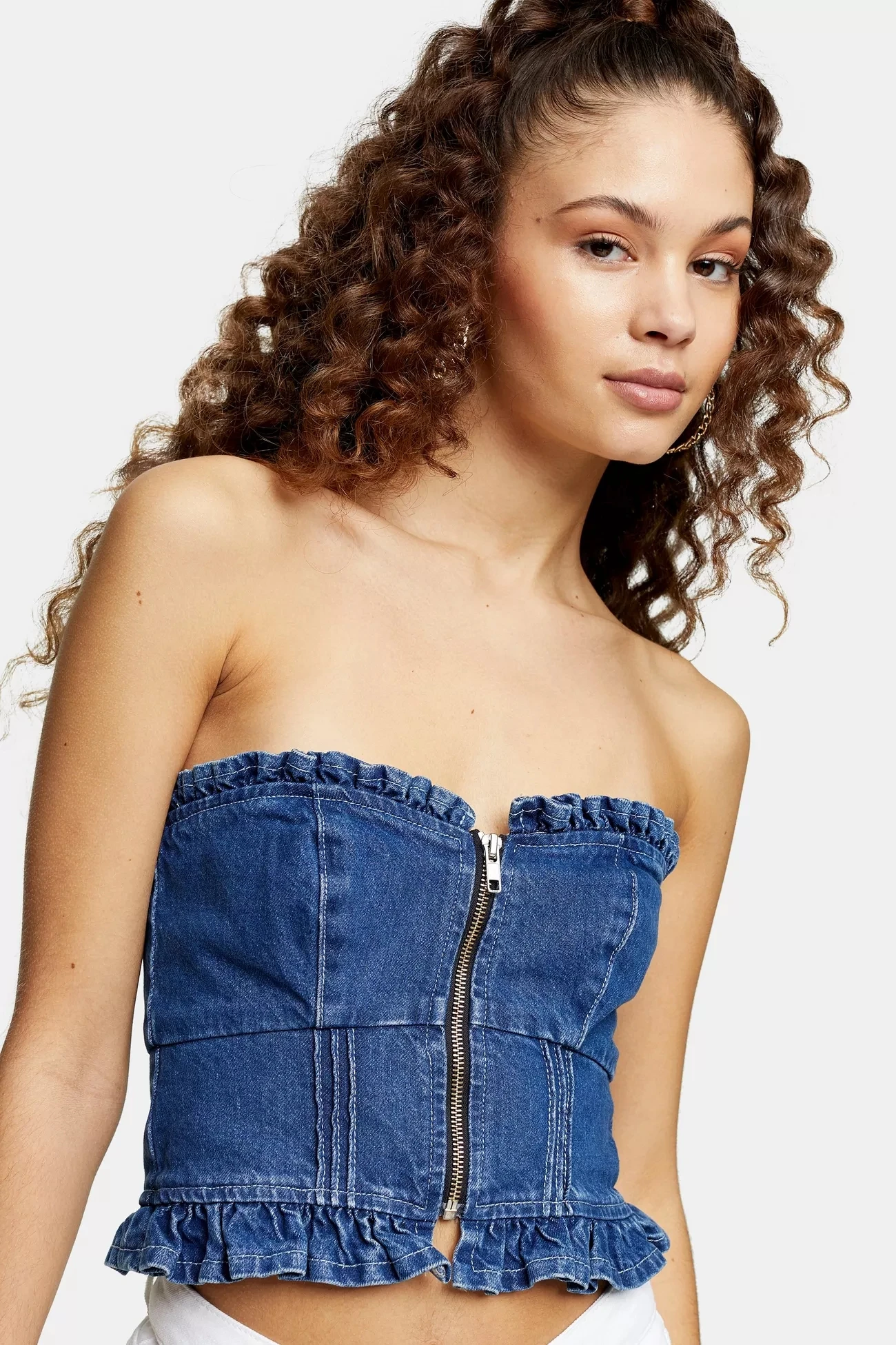 blue jean corset top