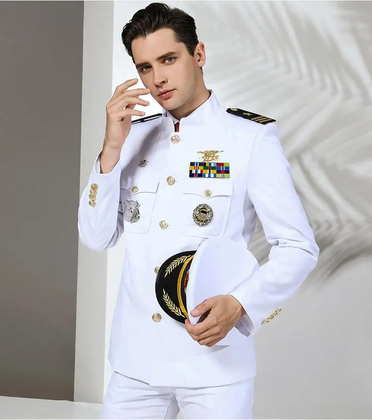 为船长水手定制白色海军军官制服