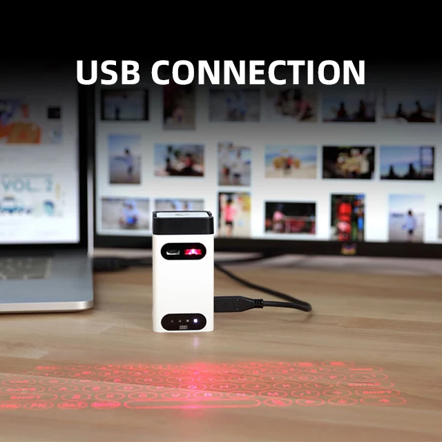 R8 New Style Multi Function Power Bank Wireless Projection Mini Virtual Laser Keyboard with Holder