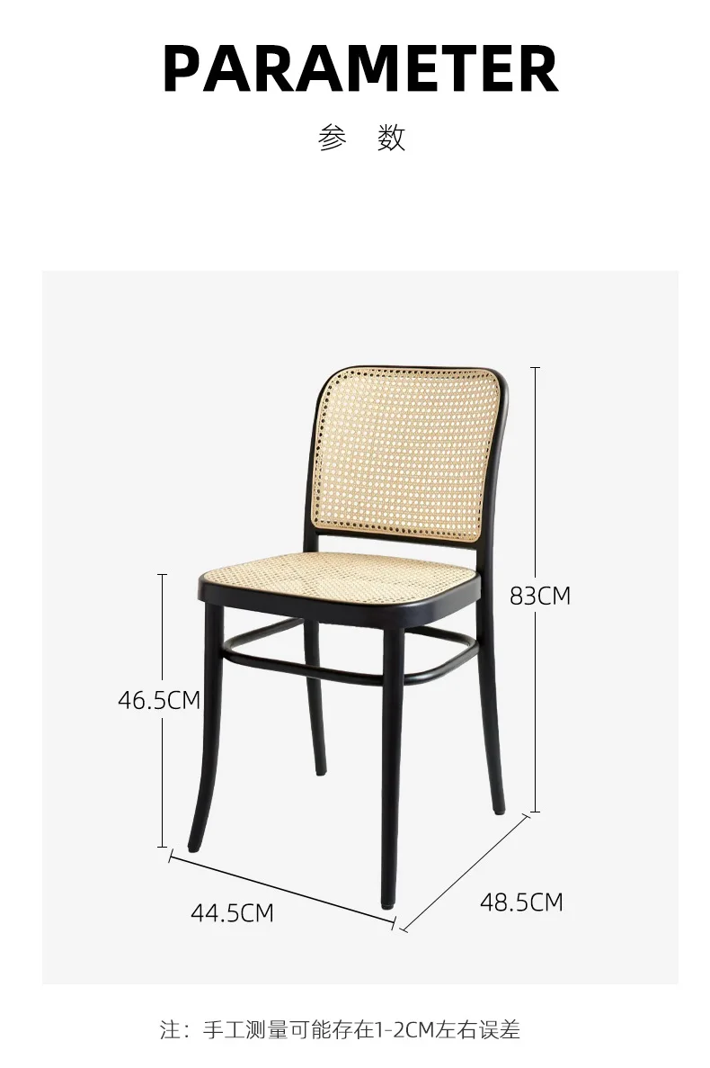 Modern Nordic Solid Wood and Real Rattan Dining Arm Chair for Home Hotel and Villa for Dining Room Furniture