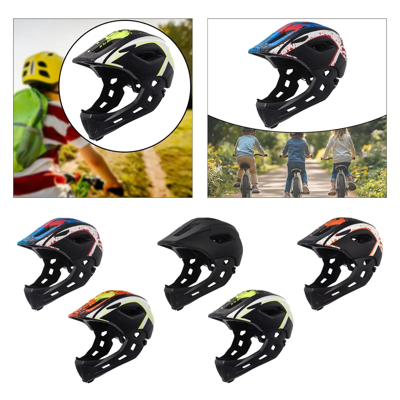 Full Face Childrens Bicycle Helmet With Shockproof Ventilation_voghion.com