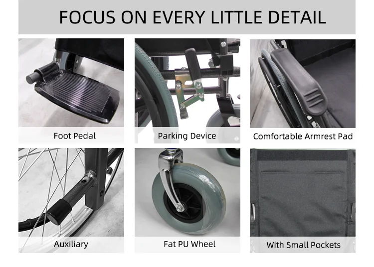 Heavy Weight Width Wheelchair Heavy Duty Steel Manual Wheelchair For