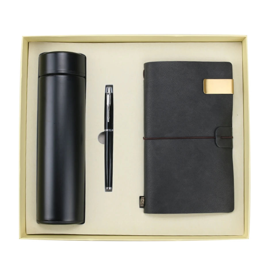 Stainless Steel Thermos Water Bottle Gift Box Pen Notebook Business ...