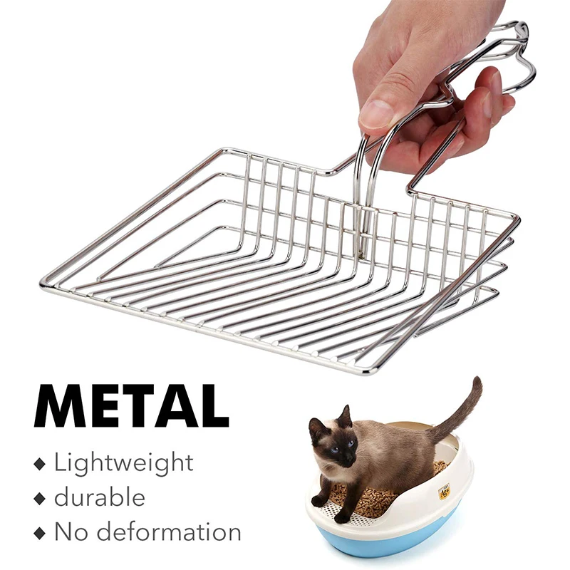 Durable Stainless Metal Cat Shovel Nonstick Cat Litter Scoop Screen