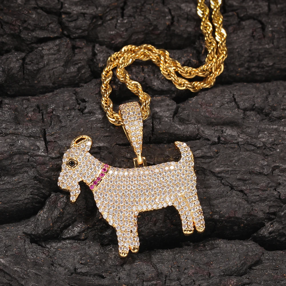 iced out goat pendant