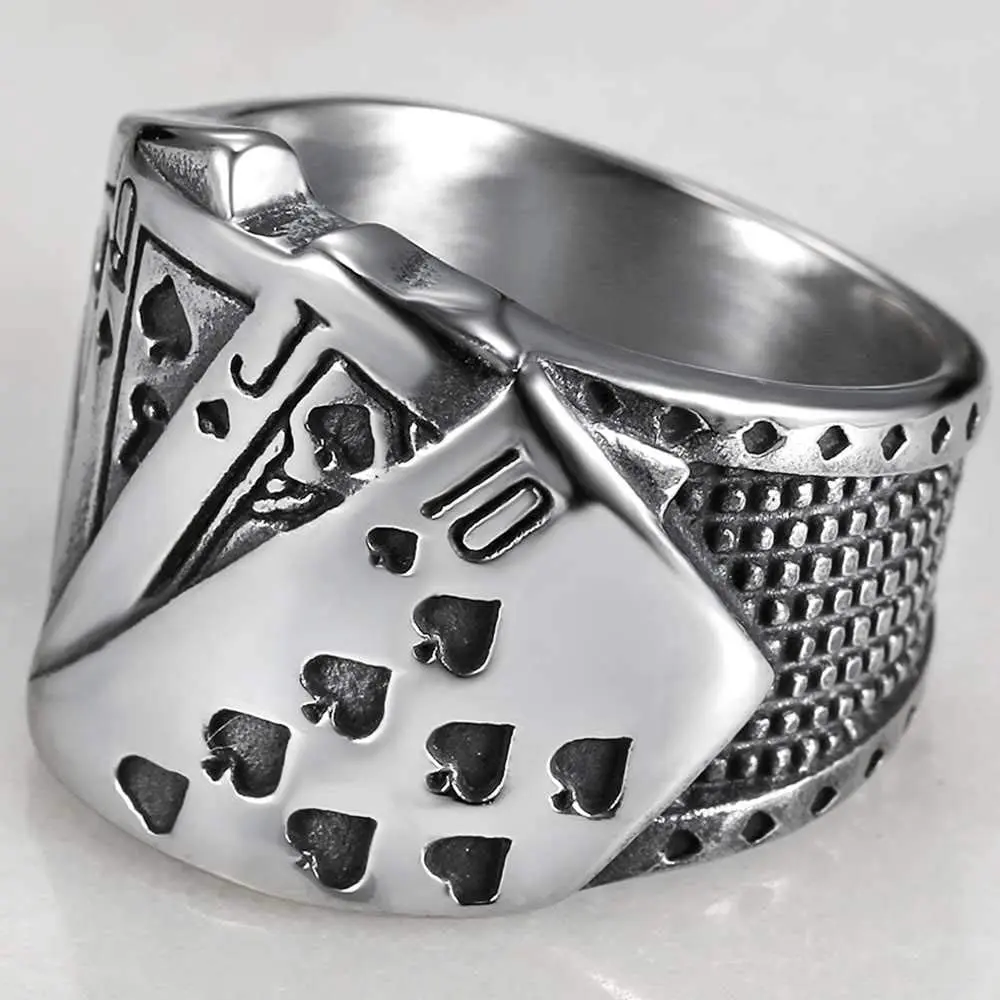 Jude Jewelers Stainless Steel Poker Games Casino Cocktail Party Biker Spade Ring 