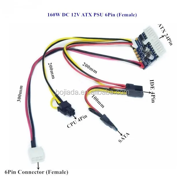160w Output 12v Pico Psu 24pin Atx Power Supply With Female 6pin Power