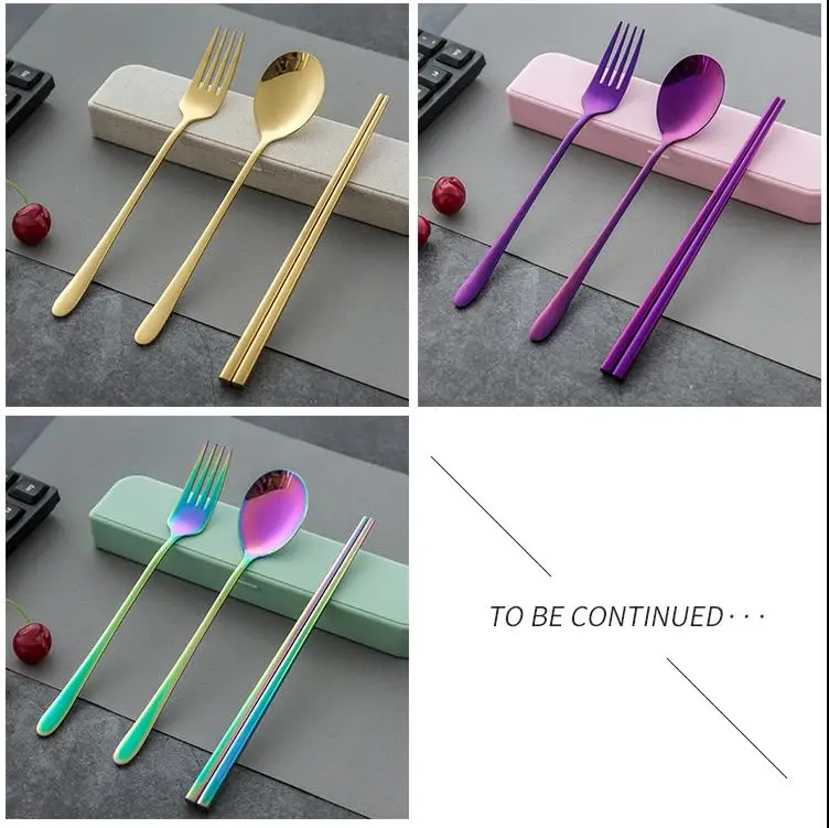 304 Korean Style Stainless Steel Travel Camping Reusable Cutlery Set ...