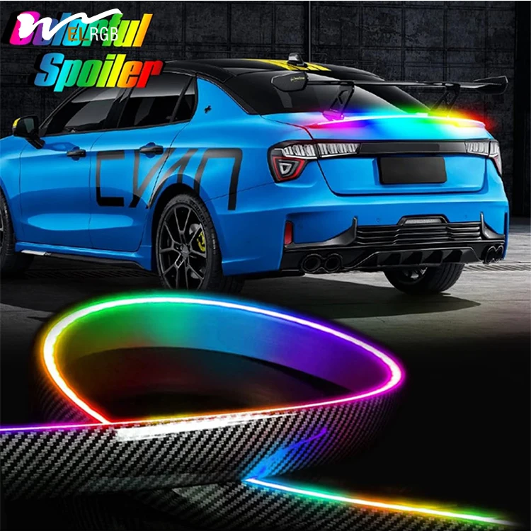 Car Trunk Rear Spoiler Roof Lip Kit 52 Inch Rgb Led External General