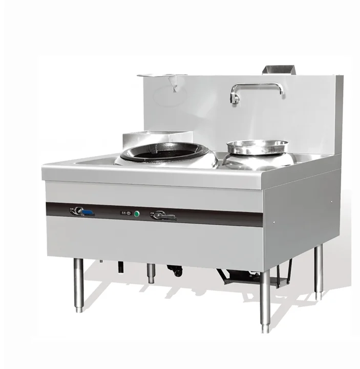 Commercial Industrial Gas Wok Stove Chinese Cooking range With 2-Burner And 2-Warmer