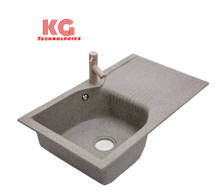 Sanitary ware kitchen use quartz stone kitchen sink single bowl with drainboard