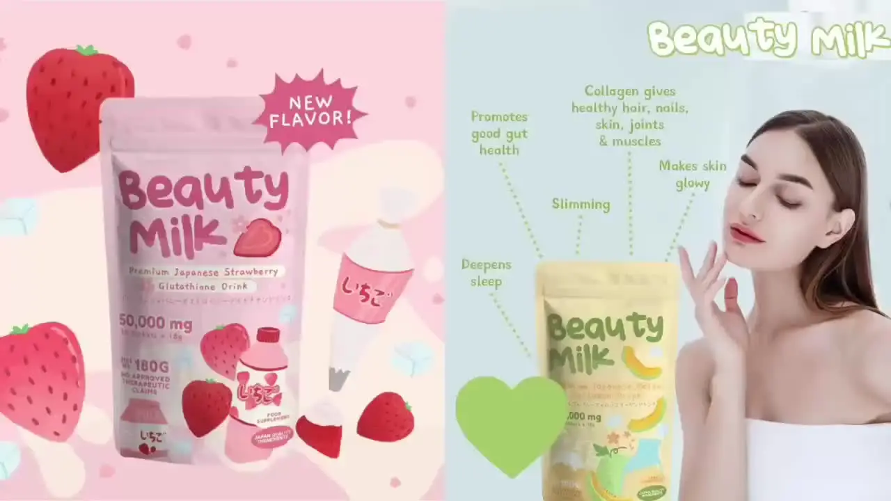 premium japanese strawberry glutathione drink Beauty Milk Premium Japanese Strawberry Glutathione Drink 10 sachet –  Jane's Skin Essentials main image 0