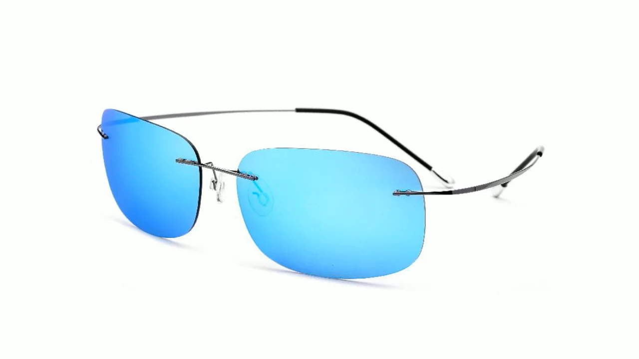 Borregls Rimless Polarized Sunglasses Men Ultralight Titanium Alloy Screwless Frameless Square 