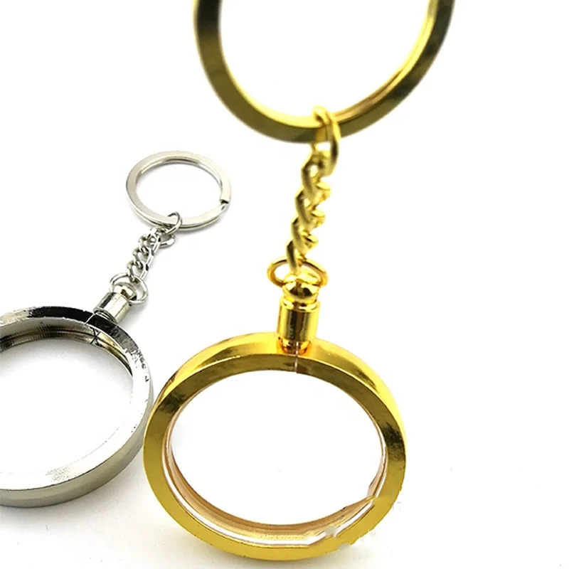 Challenge Coin Holder Keychain Gold Plated Metal Flat Coin Holder Key