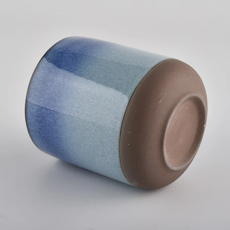 ceramic candle holders with gradient color transmutation glaze