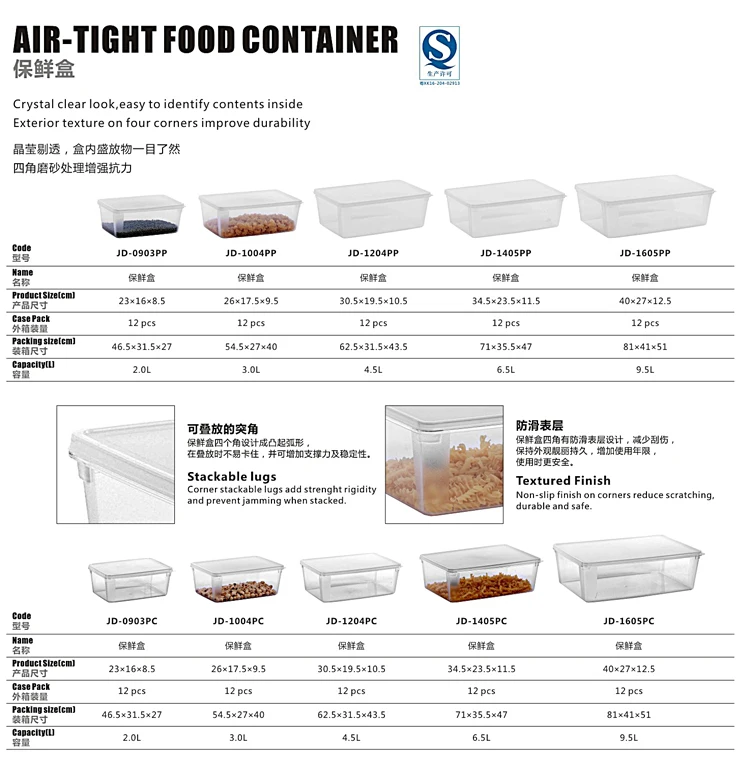 4.5l Plastic Container Food Packaging Airtight Clear Storage Containers
