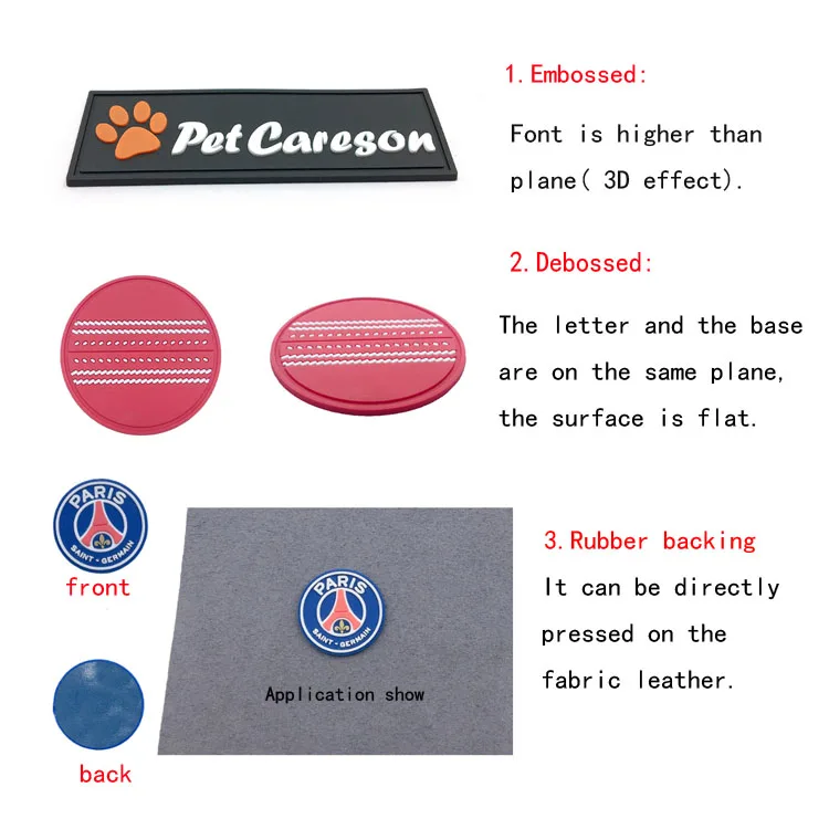 Cheap custom soft pvc silicone rubber patches with hook and loop details