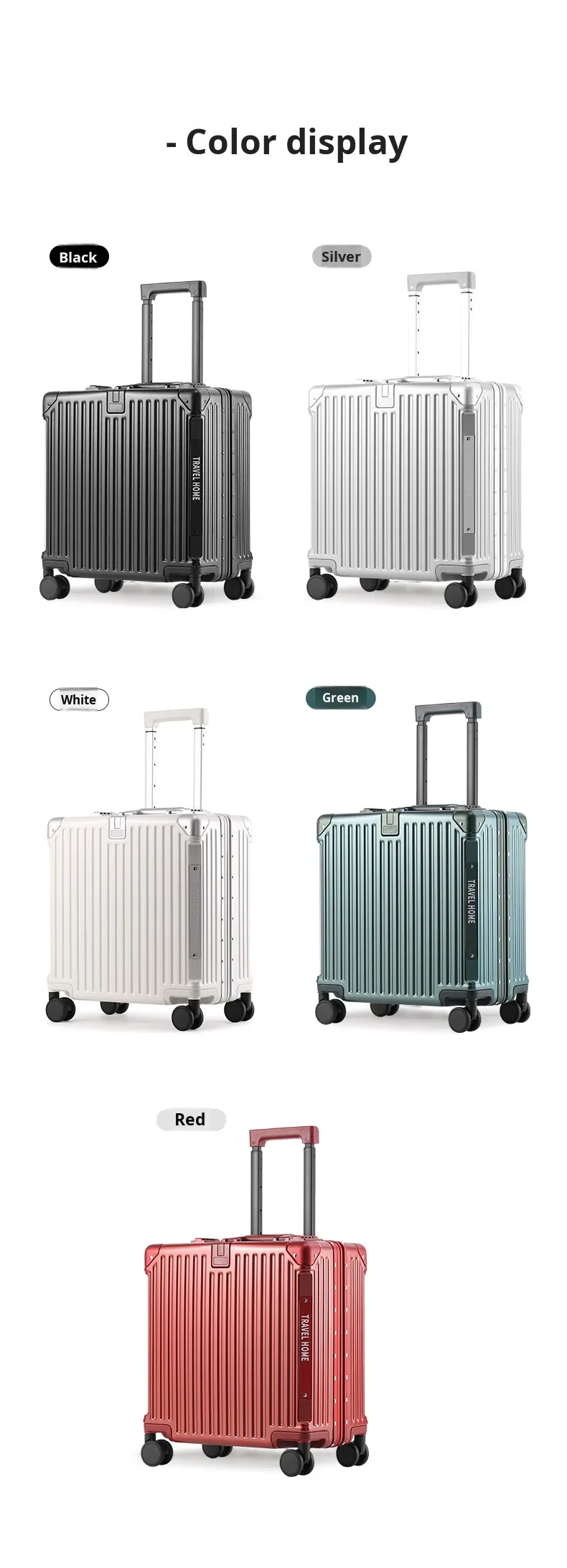 product hot sale unisex 18 inch computer luggage suitcase aluminum frame pc material with tsa lock cup holder and silent wheels-15