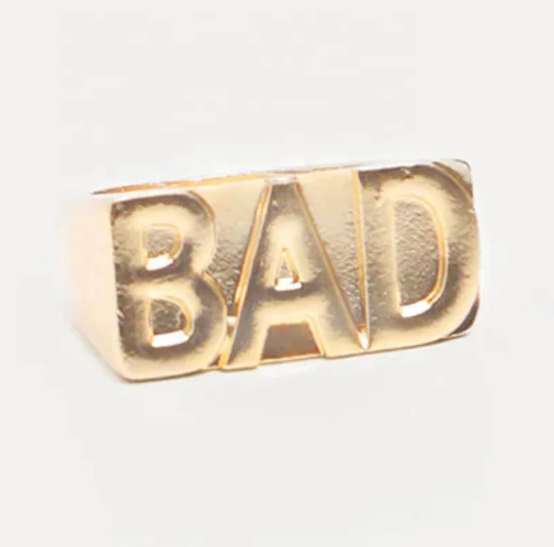product-Plating Gold Bad Slogan Chunky Ring Letter Custom Design Jewelry-BEYALY-img