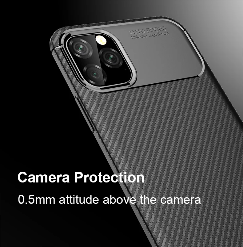 Carbon Fiber Protective Cover for iPhone 11 pro  Max Luxury Case for iPhone 11 Phone Case